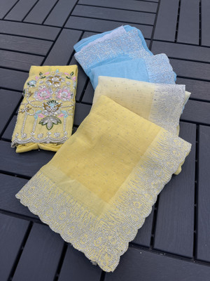 Zari and Ziba Ombre Bollywood Jimmy choo Saree(Yellow)