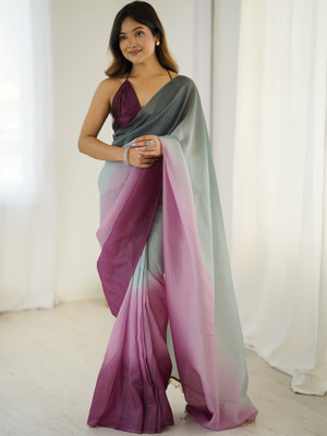 Sareemall Color Block Bollywood Tissue Saree(Grey)