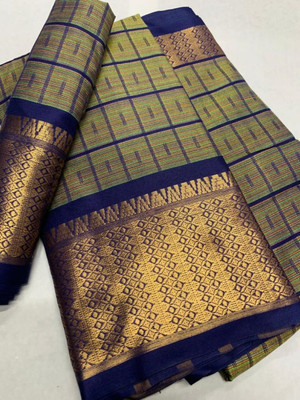Bombey Velvat Fab Printed KHASI DHARA CONTRAST Cotton Silk, Cotton Linen Saree(Dark Blue)