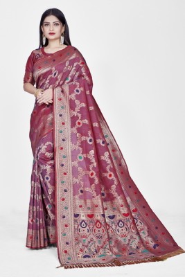 Aformi Woven Banarasi Nylon Saree(Purple)