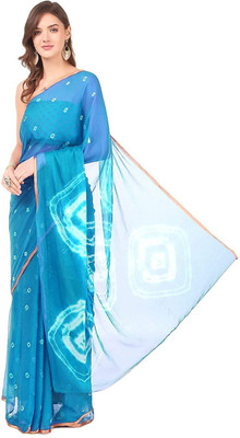 SainiVastra Printed Bollywood Chiffon Saree(Blue)