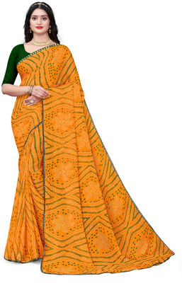 VRAJRAJ SAREES Printed Bandhani Georgette Saree(Multicolor)