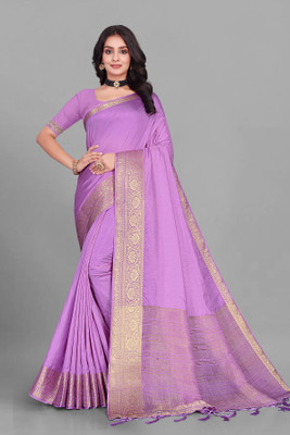 Aarunika fashion Solid/Plain Bollywood Pure Silk Saree(Purple)