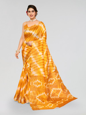 Bandhanivilla Printed Bollywood Cotton Blend Saree(Yellow)