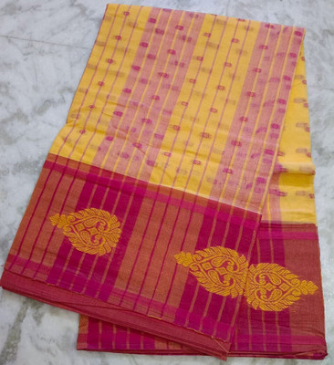 kundusaree Striped, Checkered Jamdani Pure Cotton Saree(Multicolor)
