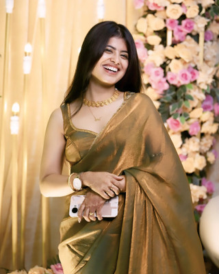 Sidhidata Embroidered Bollywood Chiffon Saree(Mustard)