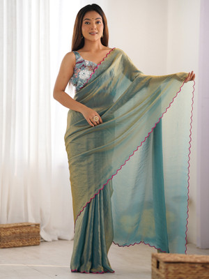 Tasrika Solid/Plain Bollywood Satin Saree(Light Green)