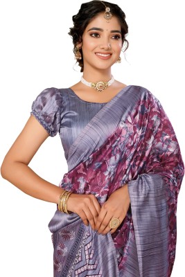 Priyashi Printed Mysore Art Silk Saree(Purple)