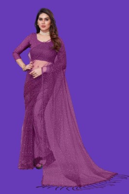 Yanshi Enterprise Self Design Bollywood Net Saree(Purple)