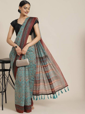 sareya veela Solid/Plain, Embroidered Maheshwari Georgette Saree(Light Blue, Brown)