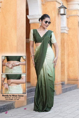 Sitanjali Lifestyle Embellished, Solid/Plain Bollywood Silk Blend Saree(Light Green, White)