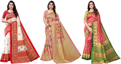 ANIRAV Printed Daily Wear Art Silk Saree(Pack of 3, Multicolor)