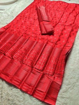 Skiran's Woven Mekhela Chador Polyester Saree(Red)