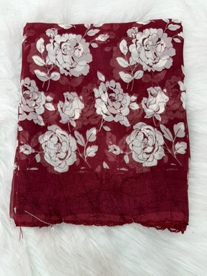 bhavika silk mills Floral Print, Printed Daily Wear Georgette Saree(Maroon)