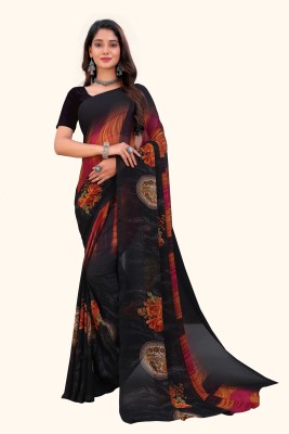 Aishwarya Printed Bollywood Chiffon Saree(Black)