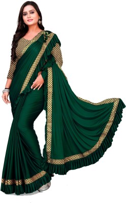 A To Z Cart Embellished Bollywood Lycra Blend Saree(Green)