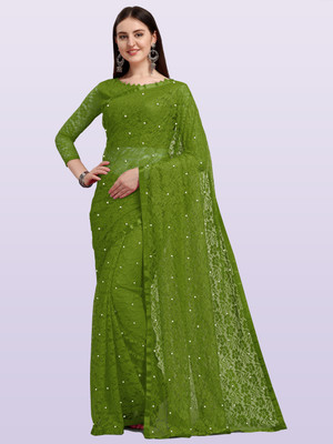 LOROFY Self Design Bollywood Net Saree(Multicolor)