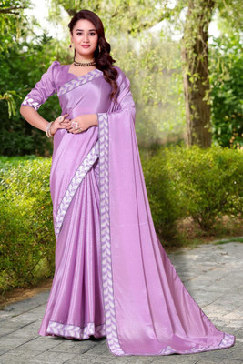 LAVYANSH CREATION Embroidered, Woven, Solid/Plain Bollywood Georgette Saree(Pink)