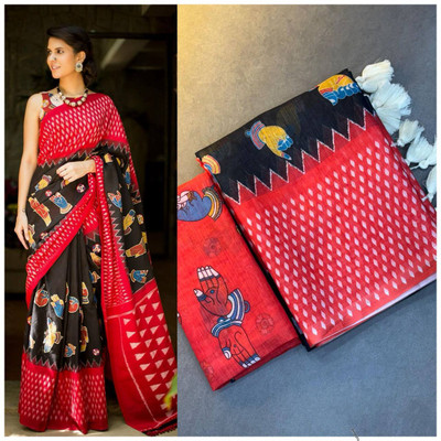 ZARISTACREATION Printed Bollywood Dupion Silk Saree(Red)