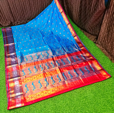Spewim Woven Paithani Art Silk Saree(Blue)