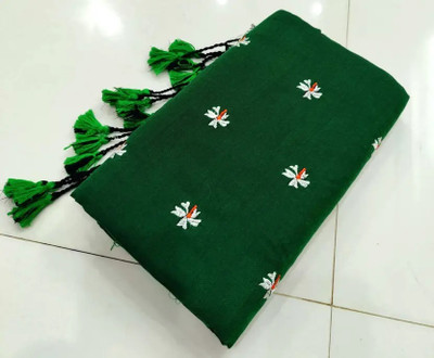 SRINJAN FASHION Embroidered Daily Wear Handloom Khadi Saree(Green)