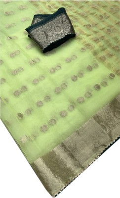 Stylish Sarees Woven Bollywood Art Silk, Organza Saree(Light Green)