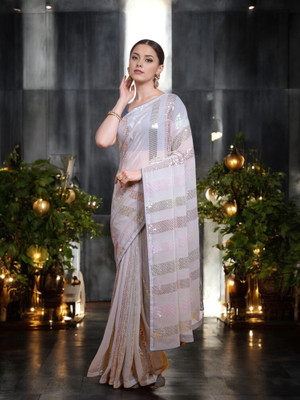 Divastri Embellished Bollywood Georgette Saree(Grey)