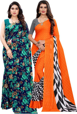 YASHIKA Printed Daily Wear Georgette Saree(Pack of 2, Multicolor)