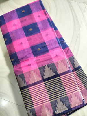 p fashion Self Design Tant Pure Cotton Saree(Pink, Blue)