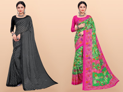 Leelavati Polka Print, Self Design Daily Wear Georgette Saree(Pack of 2, Multicolor)