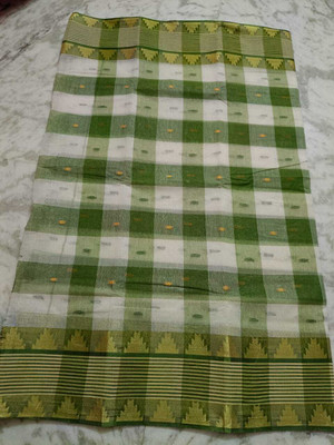 BD Taant Saree Self Design Tant Pure Cotton Saree(Green)