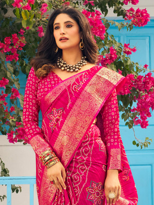 Ratnavati Printed Daily Wear Art Silk Saree(Pink)