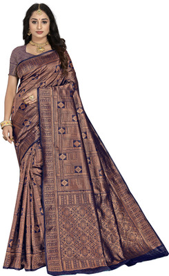 Sidhidata Woven Kanjivaram Jacquard Saree(Dark Blue)