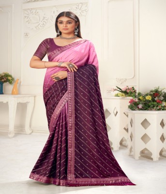 AD Enterprises Embellished Bollywood Pure Silk Saree(Purple)