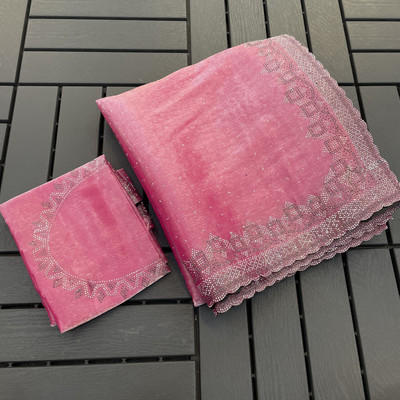 Jennyfab Embellished Bollywood Brasso Saree(Purple)