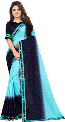Queen worth Solid/Plain Mysore Cotton Silk Saree(Blue)