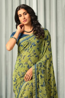 vairagee Woven Bollywood Georgette Saree(Light Green)