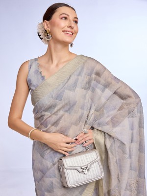 Tasrika Digital Print Bollywood Tissue Saree(Grey)