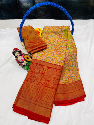 Shrimorifashion Printed Bollywood Silk Blend Saree(Red)