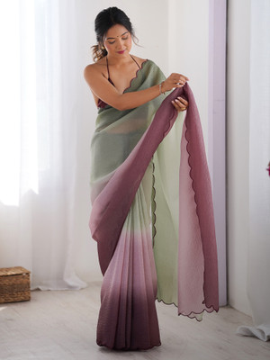 ANOUK Embroidered Bollywood Chiffon Saree(Light Green)