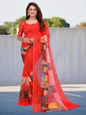 Suali Printed Bollywood Georgette Saree(Multicolor)