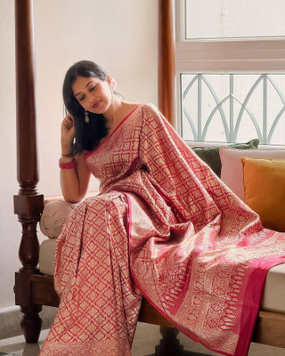 GATISHVAM TEXTILE Woven Banarasi Art Silk Saree(Pink)