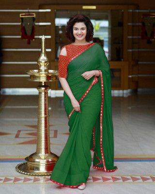 Sareez House Solid/Plain Bollywood Georgette Saree(Multicolor)