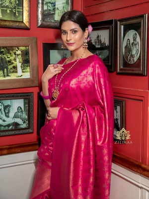 Sperova Solid/Plain Mysore Raw Silk Saree(Red)