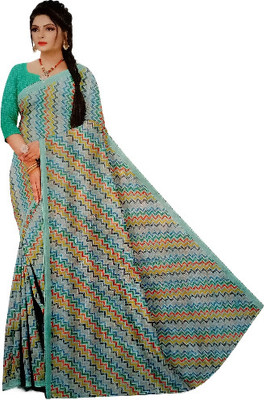 Om Traders Printed Bollywood Cotton Blend Saree(Multicolor)