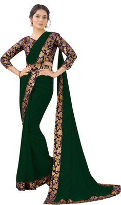 Mandani & Co. Dyed, Floral Print, Solid/Plain, Self Design Bollywood Georgette, Chiffon Saree(Green)