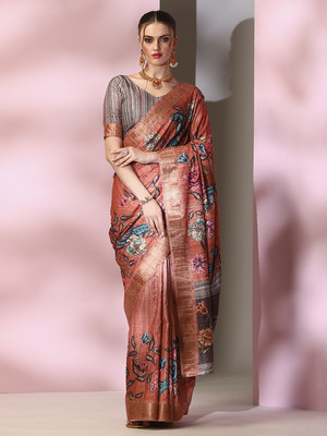 Divastri Embroidered Bollywood Silk Blend Saree(Orange)