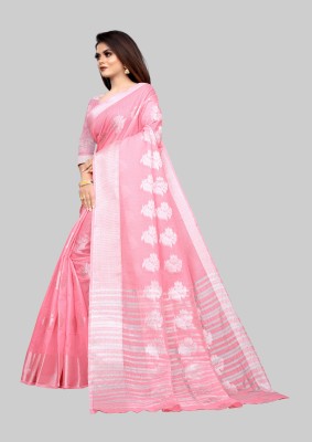 PRANJAL ART Woven Chanderi Jacquard, Art Silk Saree(Pink)