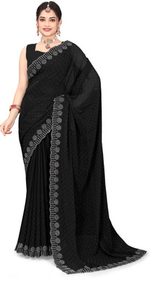 Shiv Febric Dyed, Self Design, Solid/Plain, Embellished Chanderi Pure Silk Saree(Black)