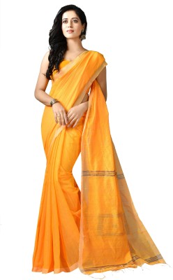 crochetin Woven Handloom Handloom Cotton Blend Saree(Yellow)